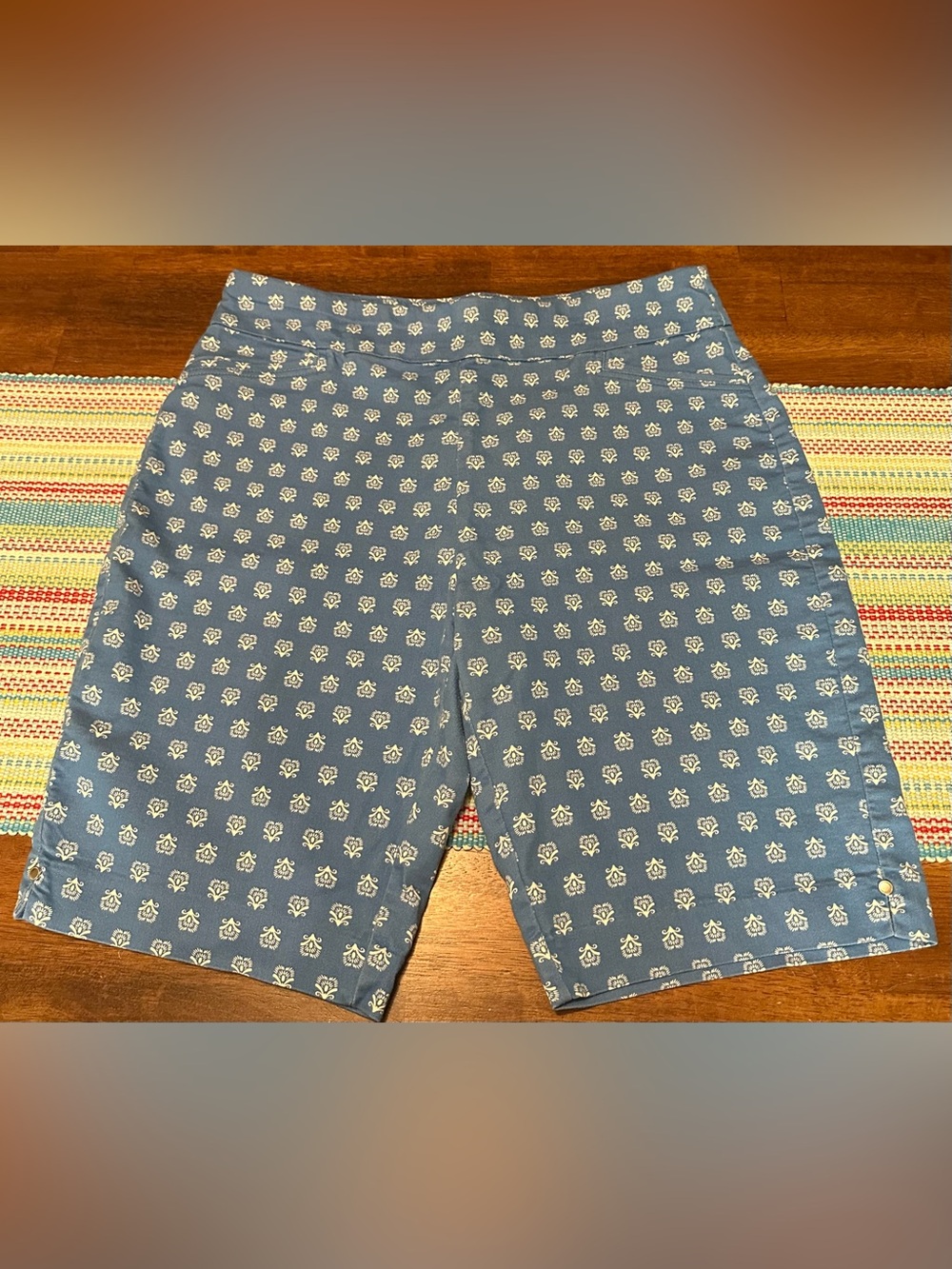 Croft & Barrow Effortless Stretch Bermuda Shorts Blue Print Size 12